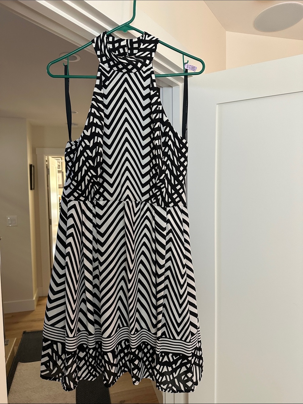 Bisou Bisou Black and White Backless Halter Dress